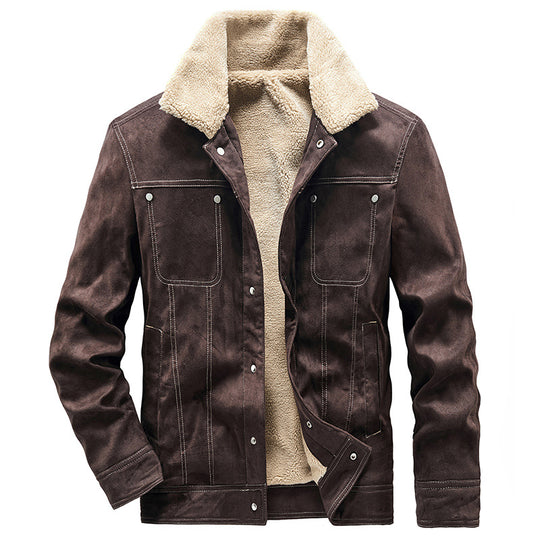 Herren Gefütterte Truckerjacke in Wildlederoptik mit Sherpa-Kragen Shop Nory