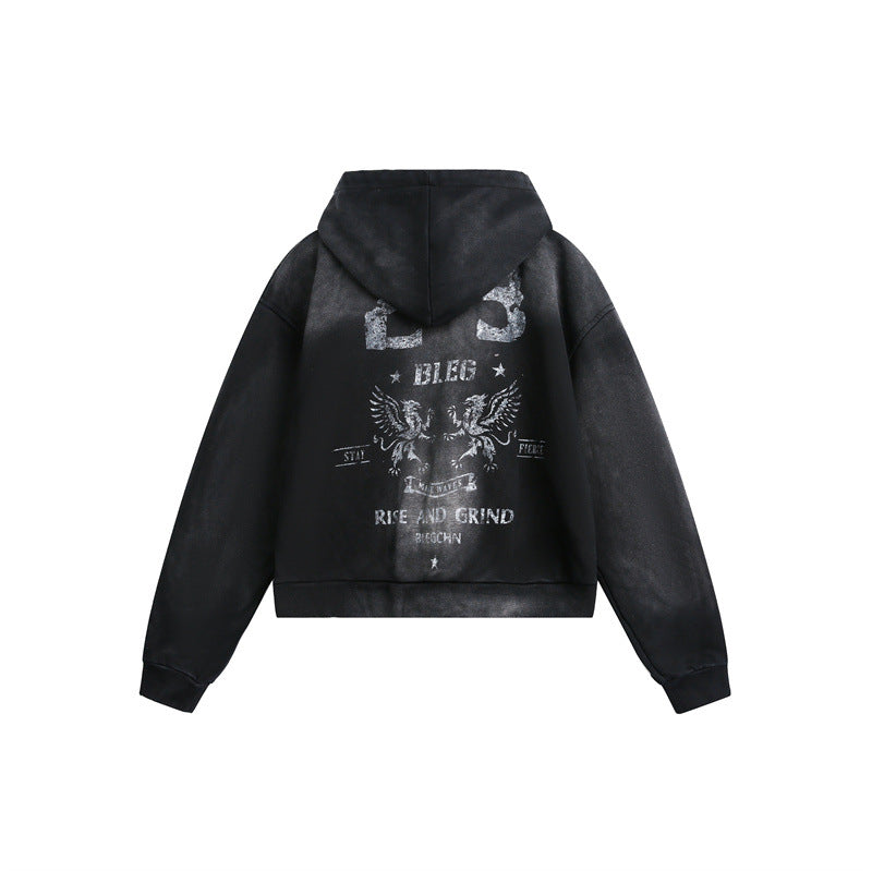 Unisex Kapuzenzipjacke im urbanen Graffiti‑Print mit Kängurutasche und Boxy‑Schnitt Shop Nory