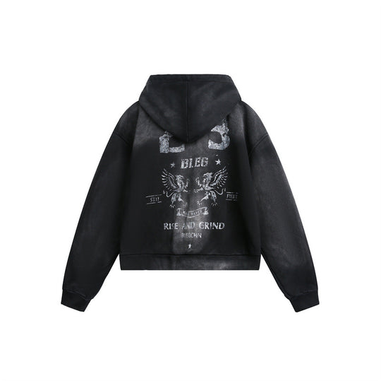 Unisex Kapuzenzipjacke im urbanen Graffiti‑Print mit Kängurutasche und Boxy‑Schnitt Shop Nory