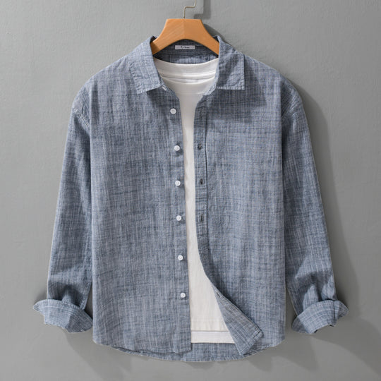 Herren Texturiertes Leinen-Baumwoll-Overshirt im Relaxed-Fit mit Hemdkragen und durchgehender Knopfleiste Shop Nory