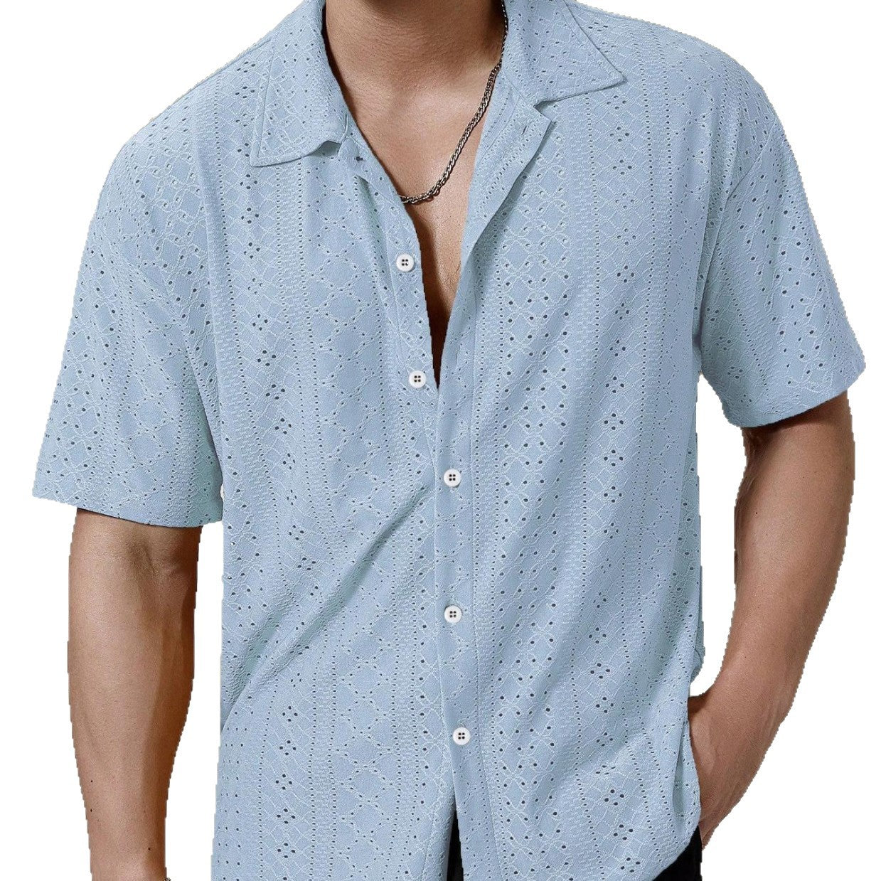 Herren Kurzarmhemd mit strukturiertem Design und atmungsaktivem Material