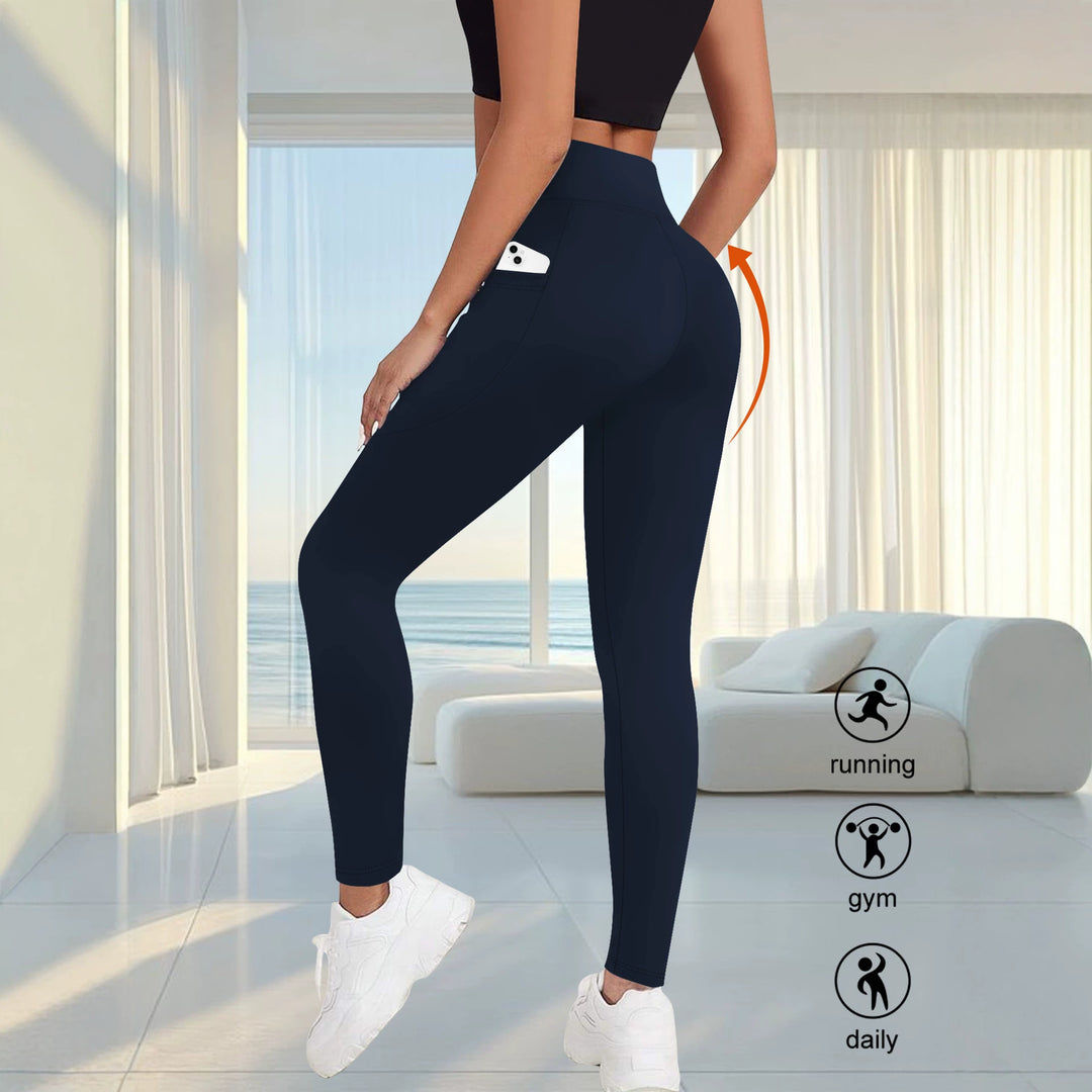 Damen High-Waist Sportleggings mit seitlicher Handytasche und formendem Kompressionsstoff Shopy Nory