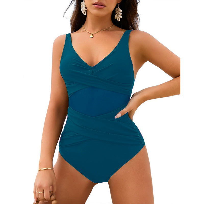 Damen Einteiliger Badeanzug mit raffiniertem Wickeldetail und figurformendem Schnitt