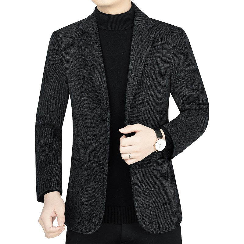 Herren Slim-Fit Sakko aus strukturiertem Wollmix mit leichter Halbfütterung und Zweiknopf-Silhouette Shop Nory