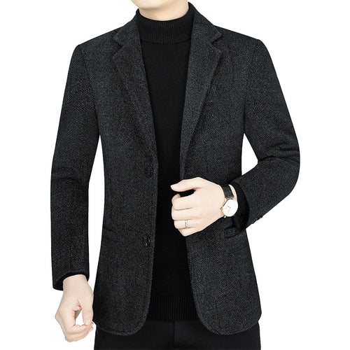 Herren Slim-Fit Sakko aus strukturiertem Wollmix mit leichter Halbfütterung und Zweiknopf-Silhouette Shop Nory