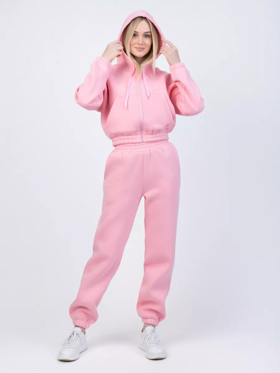 Damen Gekürztes Zip‑Hoodie mit elastischer High‑Waist Jogginghose Shop Nory