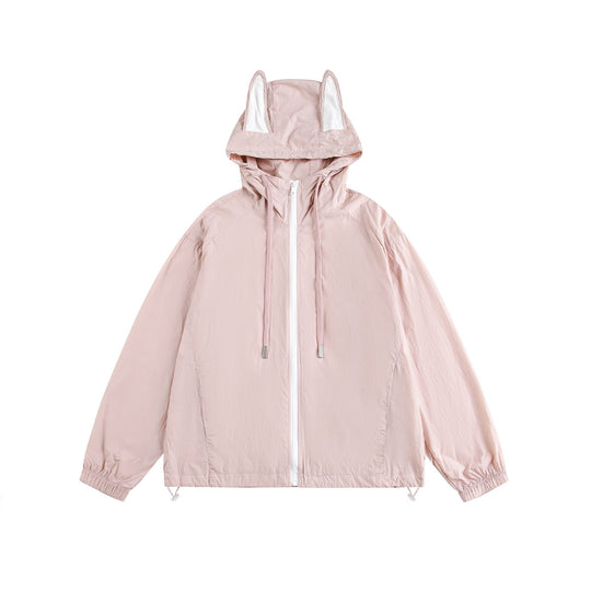 Damen Leichter Kapuzen-Anorak mit Ohrenapplikation und Tunnelzug Shop Nory