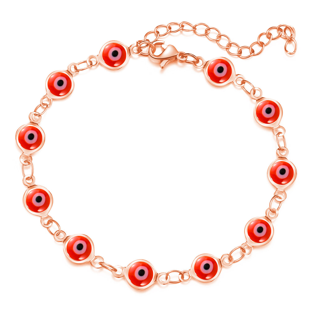 Damen Fußkettchen mit bunten Augenschutz-Anhängern und hochwertiger Gliederkette Shop Nory