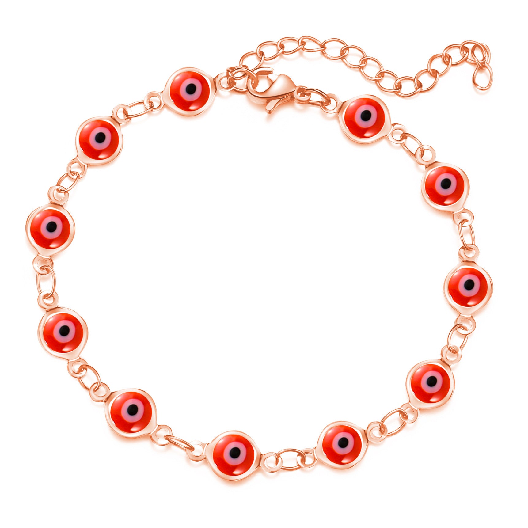 Damen Fußkettchen mit bunten Augenschutz-Anhängern und hochwertiger Gliederkette Shop Nory