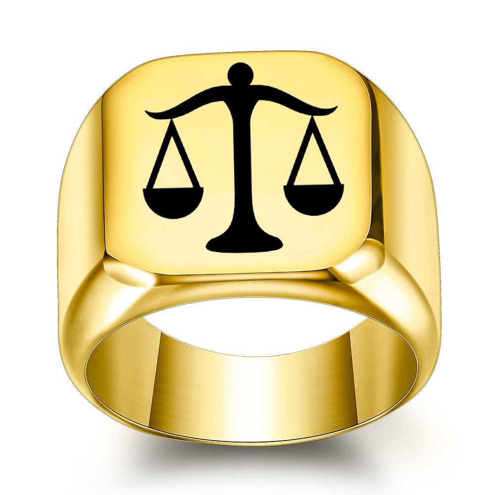 Herren Siegelring mit kunstvollem Waagen-Motiv Shop Nory
