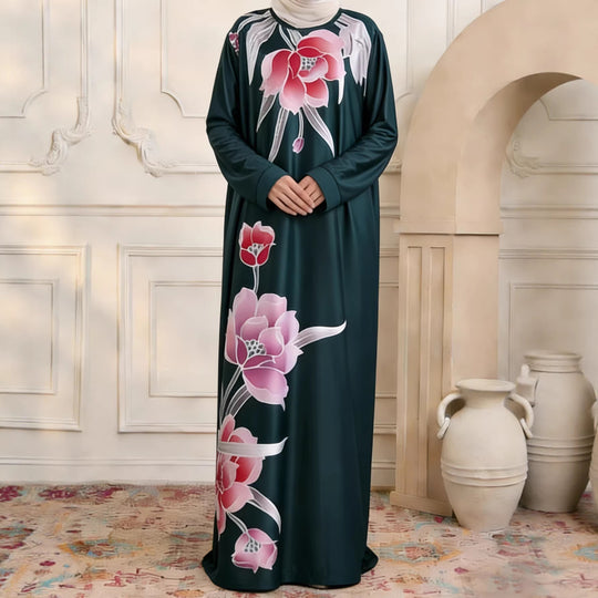 Damen Maxikleid im Kaftan-Stil mit handbemaltem Blumenprint Shop Nory