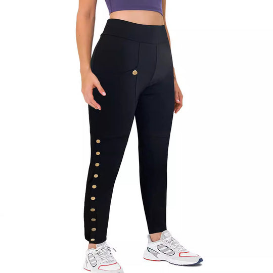 Damen High‑Waist Cargo‑Leggings mit Druckknopf‑Detail und schlankem Bein Shop Nory