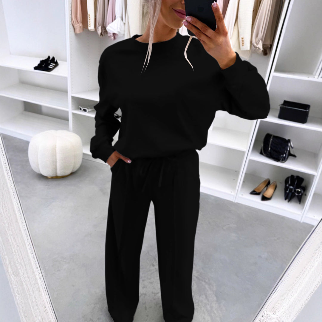 Damen Casual-Loungewear-Set mit Oversize-Batwing-Pullover und weitem Jersey-Hosenbein Shop Nory