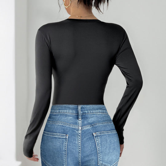 Damen Langärmliger Sculpting-Body mit 3D-Rosen-Applikationen Shop Nory