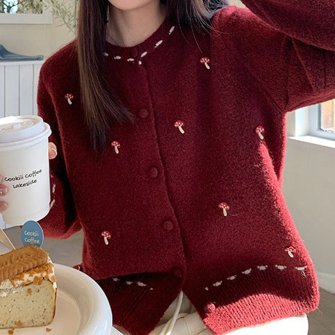 Damen Kuschelige Strickjacke mit detaillierter Gartengestaltung Shop Nory