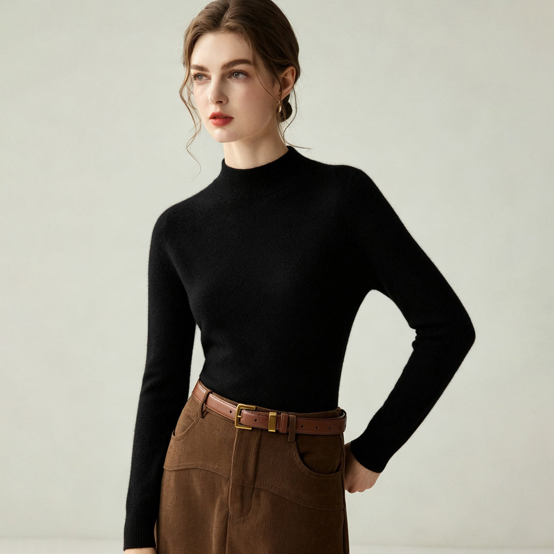 Damen Schmaler Mockneck-Feinstrickpullover mit kaschmirähnlicher Haptik Shop Nory