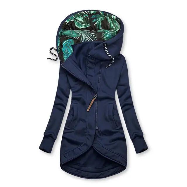 Damen Kapuzenparka mit asymmetrischem Frontreißverschluss und gesteppter Tropenfutter-Kapuze Shop Nory
