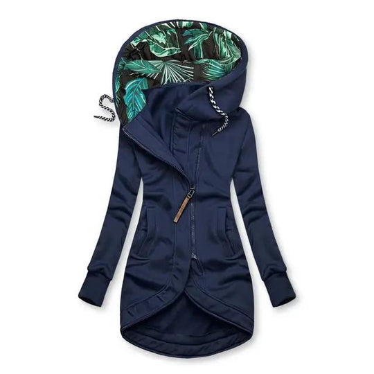 Damen Kapuzenparka mit asymmetrischem Frontreißverschluss und gesteppter Tropenfutter-Kapuze Shop Nory