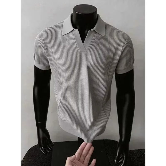 Herren Modisches Strickpoloshirt mit V-Ausschnitt Shop Nory