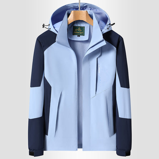 Damen Softshell‑Trekkingjacke mit atmungsaktiver Membran, verstellbarer Kapuze und Colorblock-Design Shop Nory