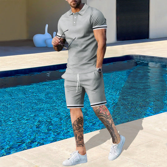 Herren Poloshirt und Shorts-Set mit sportlichen Akzenten