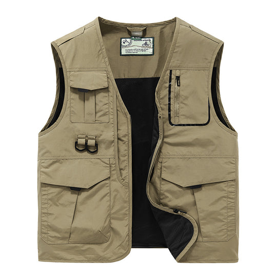 Herren Multifunktionale Outdoor-Utility-Weste mit Multitaschen, Mesh‑Futter und D‑Ringen Shop Nory