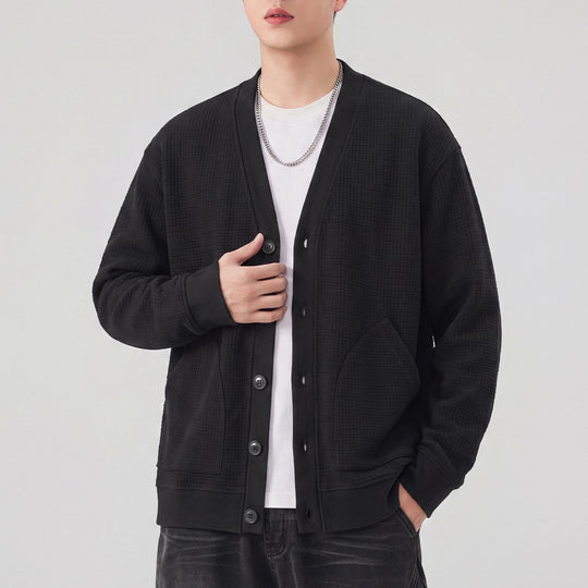 Herren Strukturstrick-Cardigan mit V-Ausschnitt und aufgesetzten Taschen Shop Nory
