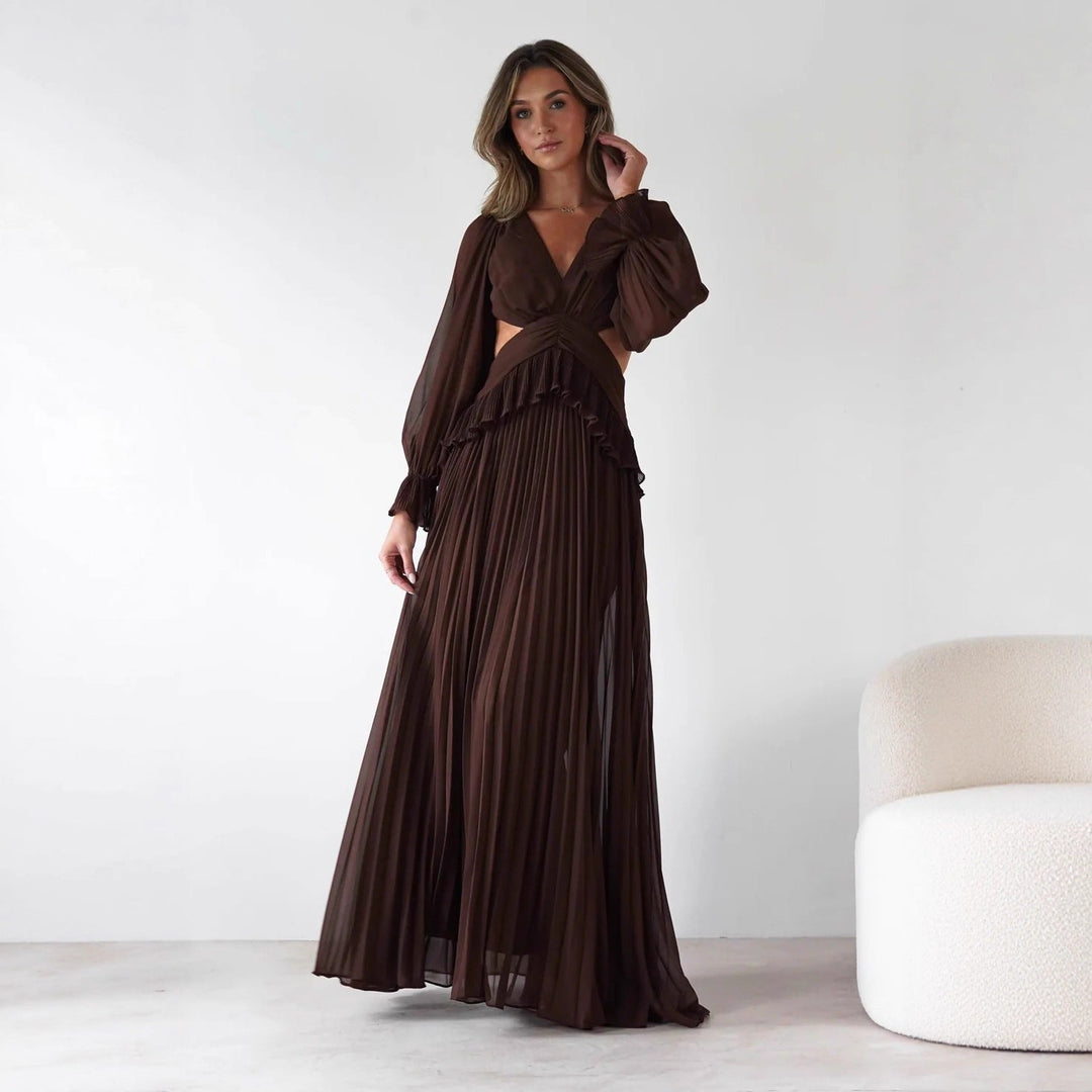 Damen Maxi-Kleid mit weitem Schnitt und Rüschendetails