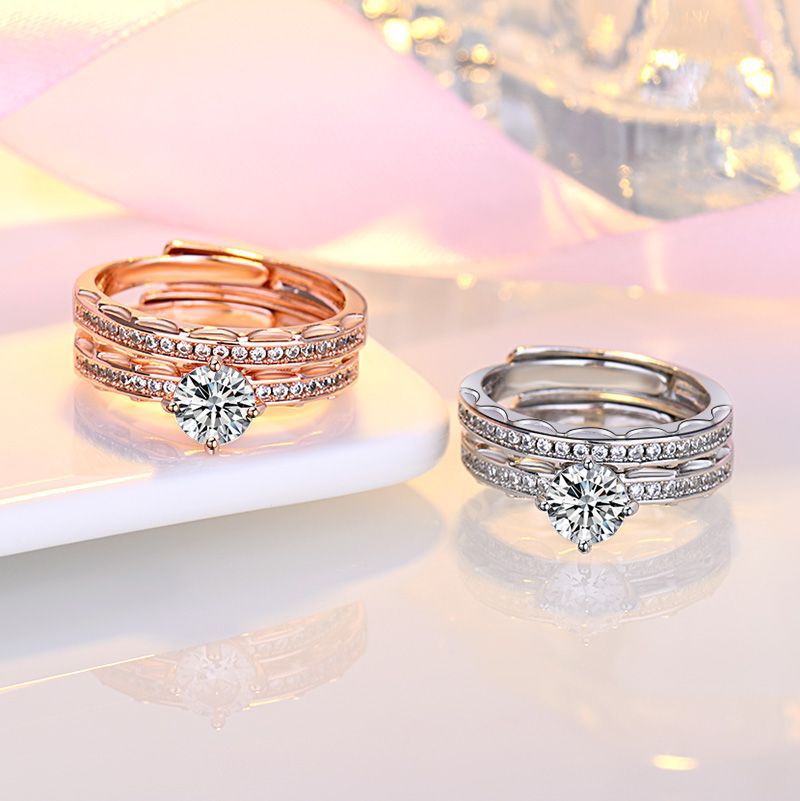 Damen Verlobungsring mit funkelndem Solitär und luxuriösen Zirkonia-Details Shop Nory