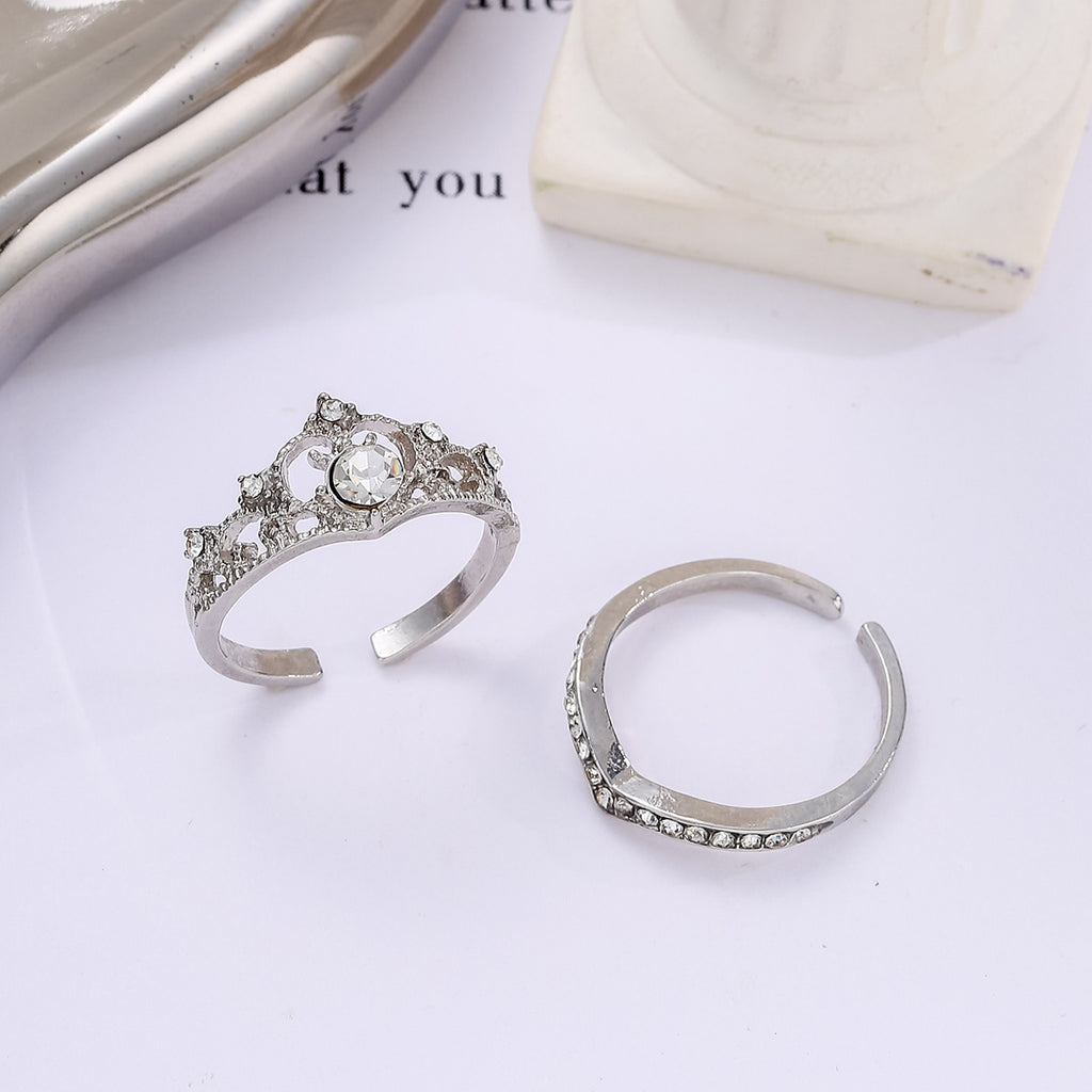 Damen elegantes Ring-Set mit kunstvoller Krone und funkelnden Zirkonia Shop Nory
