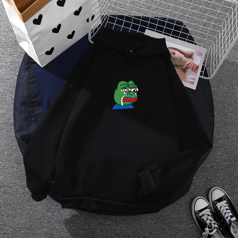 Unisex nan relaxed-fit Kapuzenpullover mit weichem Fleece-Futter, Kängurutasche und gesticktem Frosch-Emblem Shop Nory