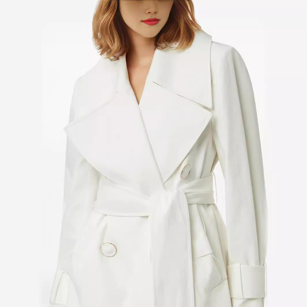 Damen Trenchcoat mit weitem Revers und Taillengürtel Shop Nory