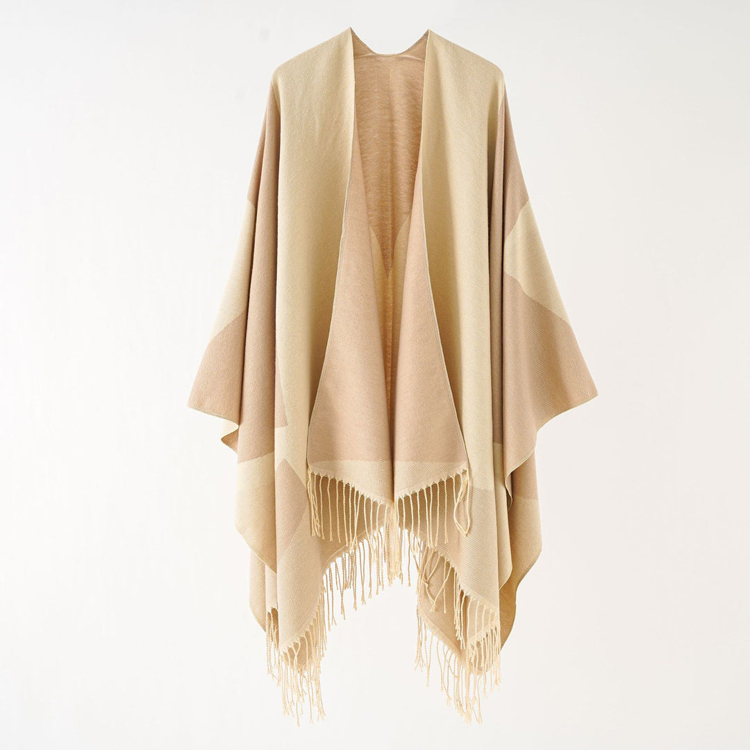 Damen Leichter reversibler Fransen-Umhang aus feiner Wollmischung Shop Nory
