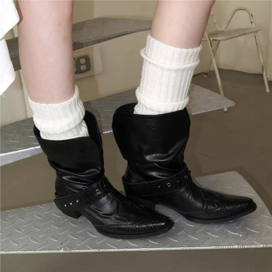 Damen Cowboystiefel mit spitzer Zehenpartie, Schlangenprägung und Nietenriemen Shop Nory