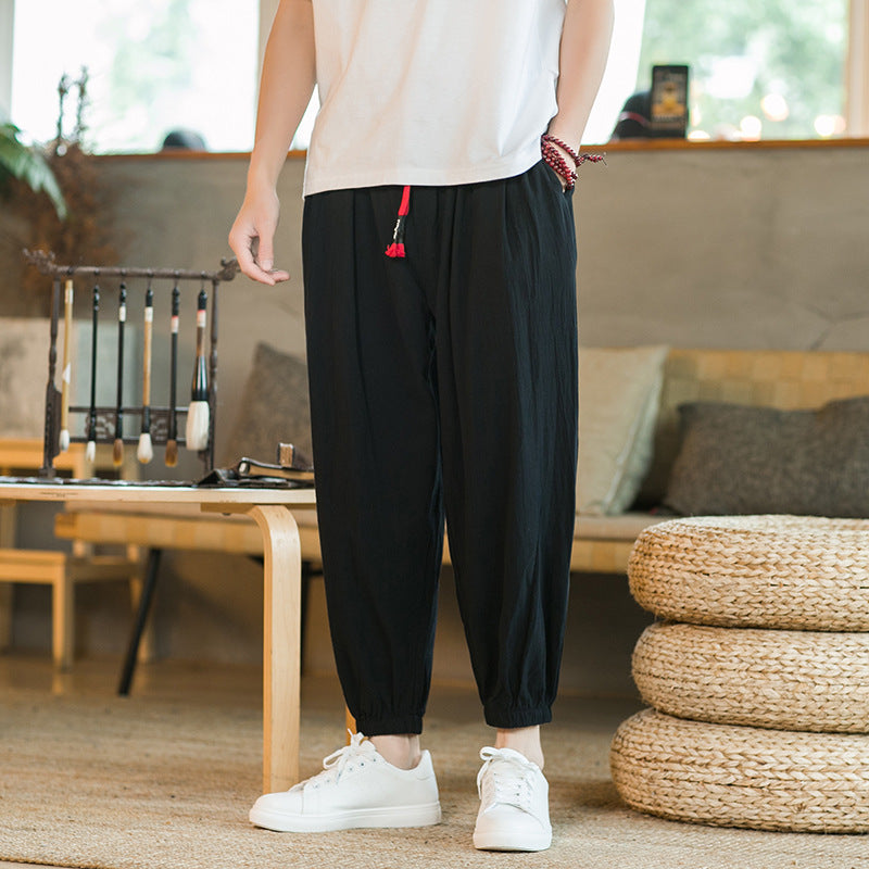 Herren lockere Haremshose mit elastischem Bund und dekorativem Kordelzug Shop Nory