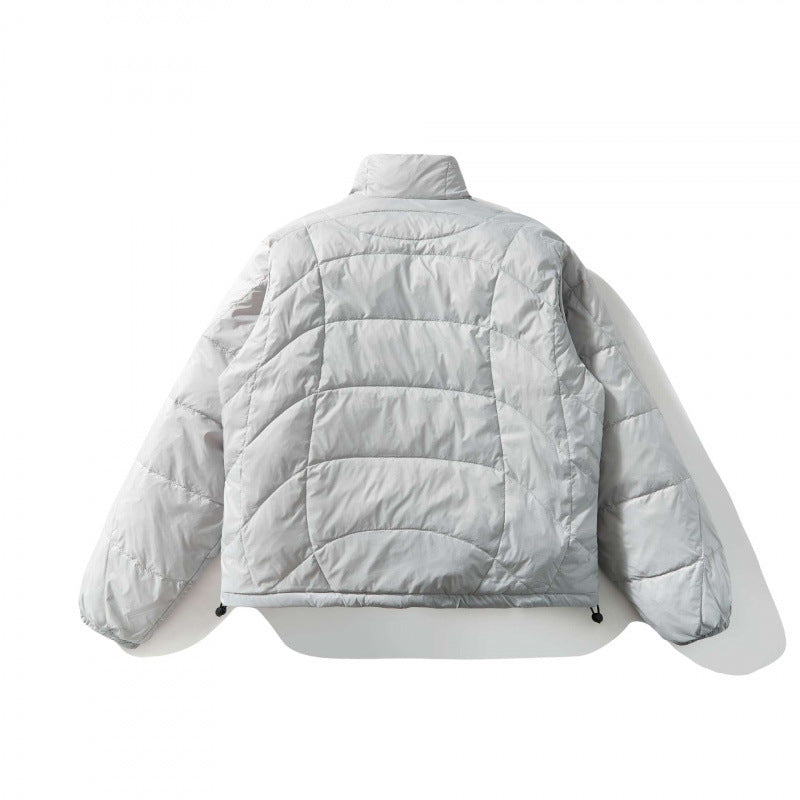 Unisex Ultraleichte gesteppte Kurzjacke mit geometrischer Steppung, Stehkragen und Tunnelzugsaum Shop Nory