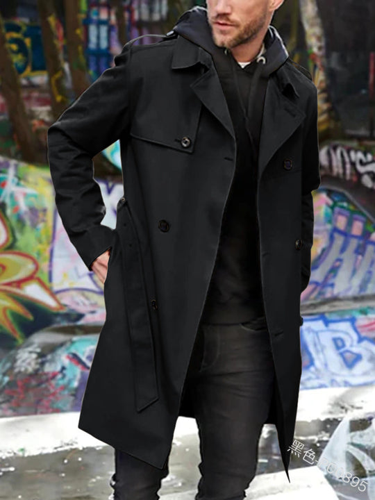 Herren Leichter Doppelreihiger Trenchcoat mit Wasserabweisender Beschichtung Shop Nory