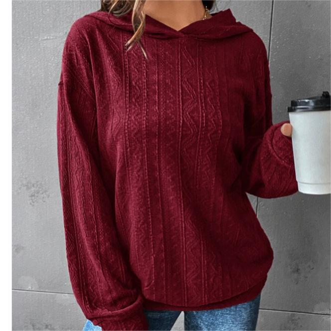 Damen Oversize Kapuzenpullover mit strukturierter Wellenoptik und Kängurutasche Shop Nory