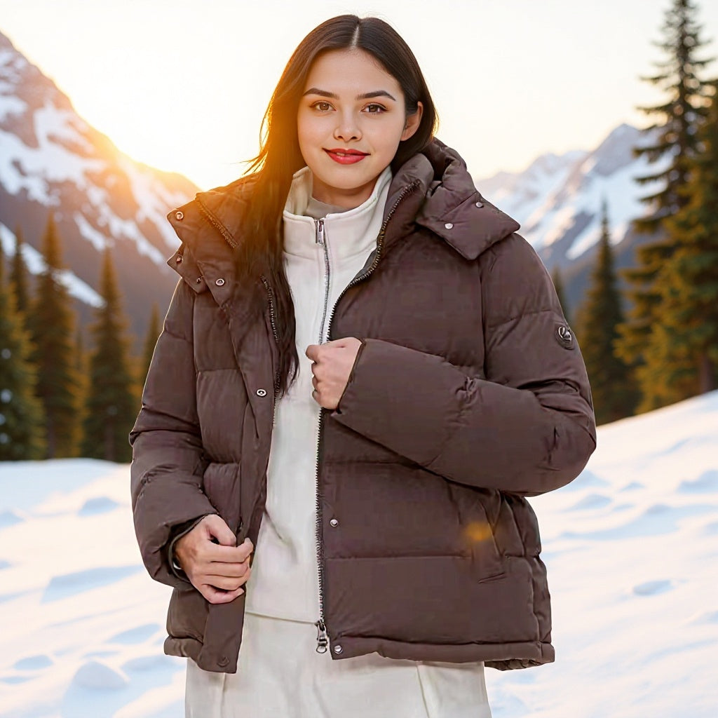 Damen Wattierte Daunenoptik-Steppjacke mit abnehmbarer Kapuze Shop Nory