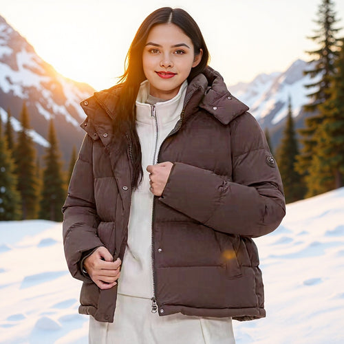 Damen Wattierte Daunenoptik-Steppjacke mit abnehmbarer Kapuze Shop Nory