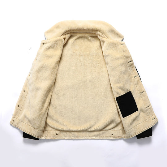 Herren Sherpa-gefüttertes Canvas-Truckerblouson mit Kunstfellkragen und Utility-Taschen Shop Nory