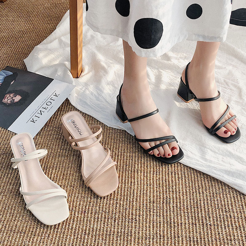 Damen elegante Absatzsandalen mit raffinierten Riemen