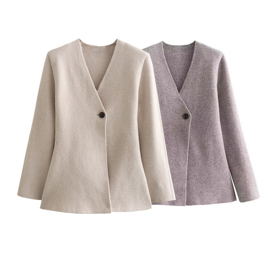 Damen Taillierter Peplum-Blazer-Mantel mit figurformender Silhouette und Ein-Knopf-Verschluss Shop Nory