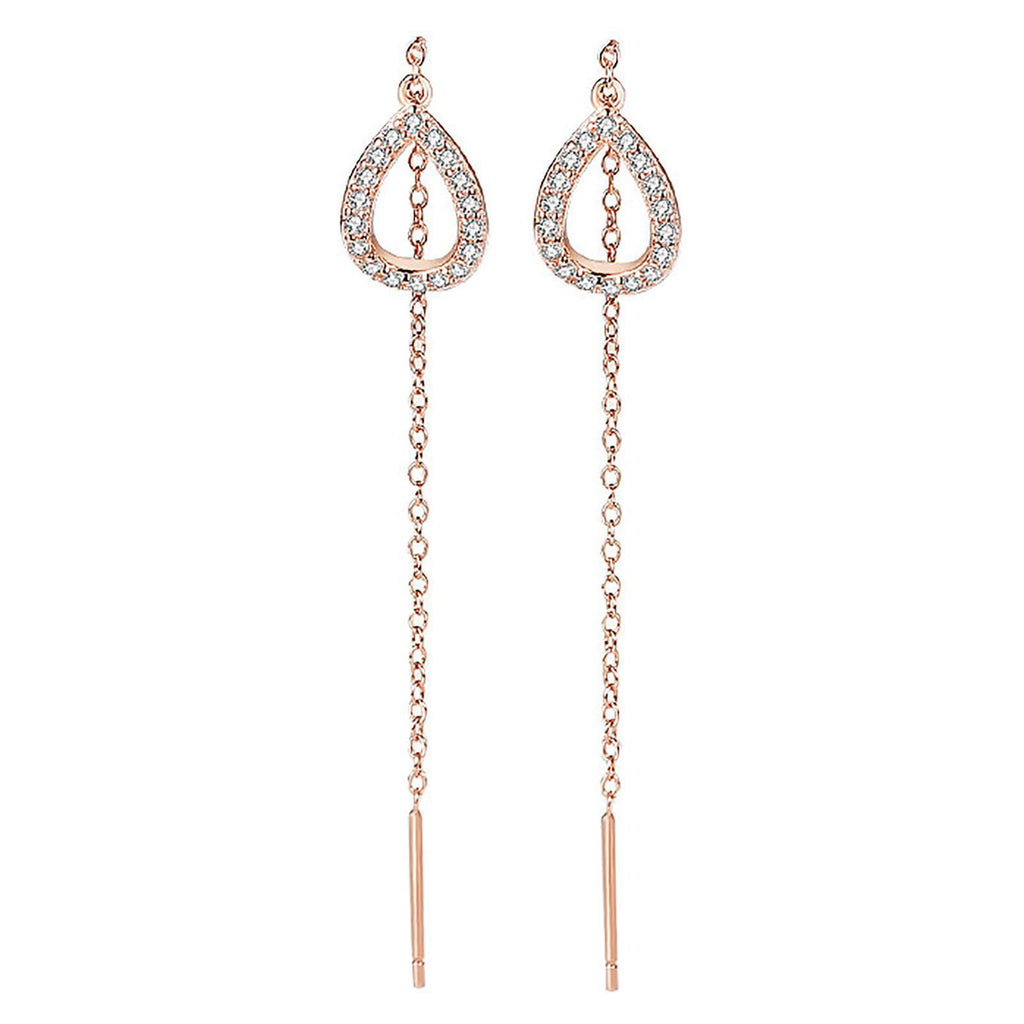 Damen Ohrringe mit langen, eleganten Tropfen und funkelnden Zirkonia Shop Nory