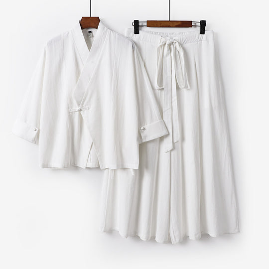 Damen Leichtes Kimono-Loungewear-Set mit V-Ausschnitt dreiviertelärmeln und weiten Palazzo-Hosen Shop Nory