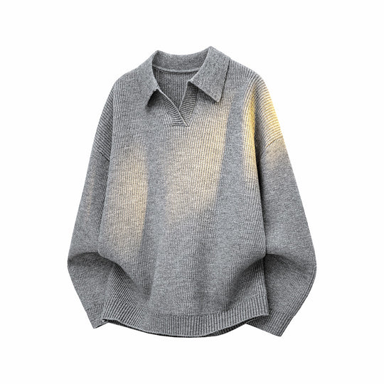 Damen Modischer Grobstrickpullover mit V-Ausschnitt und lässigem Schnitt Shop Nory