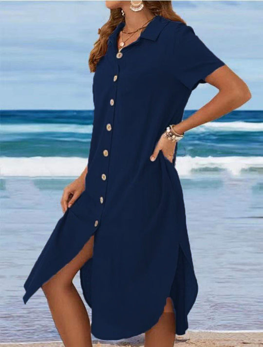 Damen Hemdkleid mit Knopfleiste und Seitenschlitzen Shop Nory
