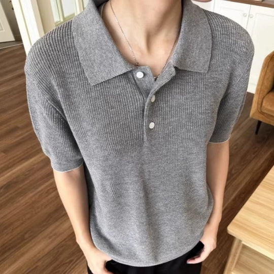 Herren Modisches Kurzarm-Polohemd mit strukturiertem StrickShop Nory