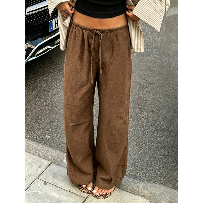Damen Leichte Palazzohose mit weitem Bein, elastischem Bund und Kordelzug Shop Nory