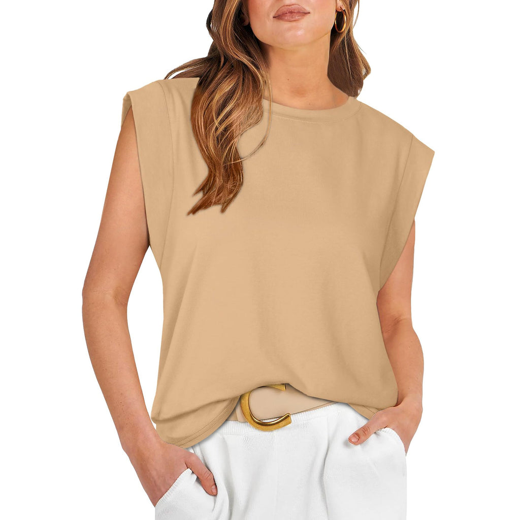 Damen Modisches Basic T-Shirt mit Schulterpolstern